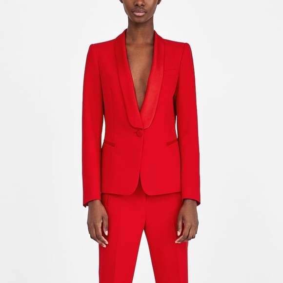 Zara red tuxedo blazer Clearance